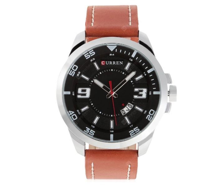 Curren 8213 Casual Date Display Quartz Curren Watch For Men - Brown and Silver