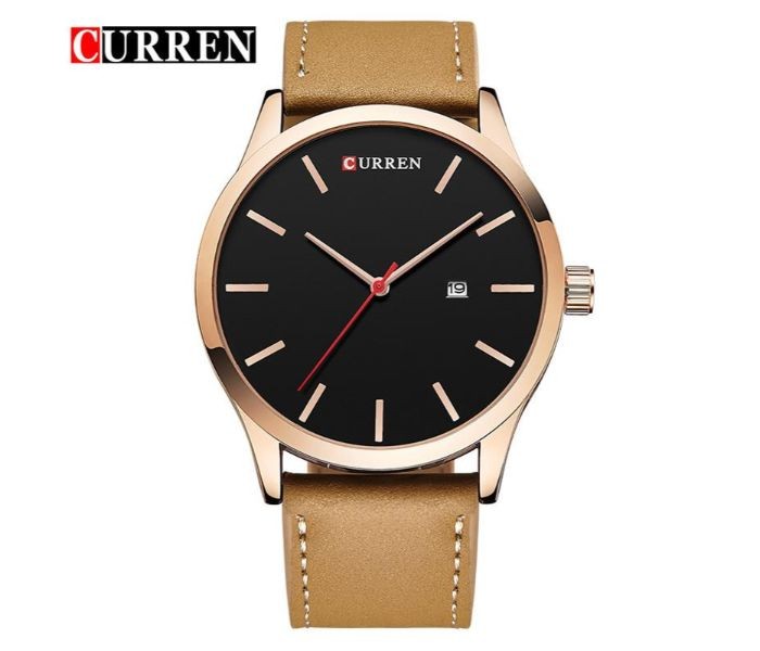 Curren 8214 Casual Simple Nail Dial Curren Watch For Men - Brown and Black