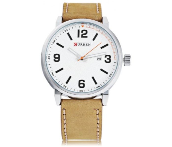 Curren 8218 Quartz Curren Watch For Men - Beige And White