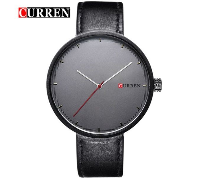 Curren 8223 Casual Big Dial Quartz Curren Watch For Men - Black and Dark Grey