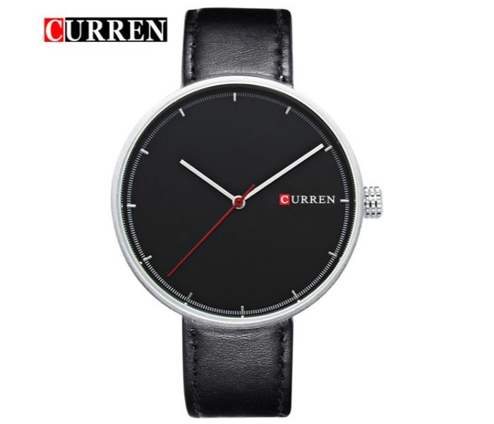 Curren 8223 Casual Big Dial Quartz Curren Watch For Men - Black and Silver