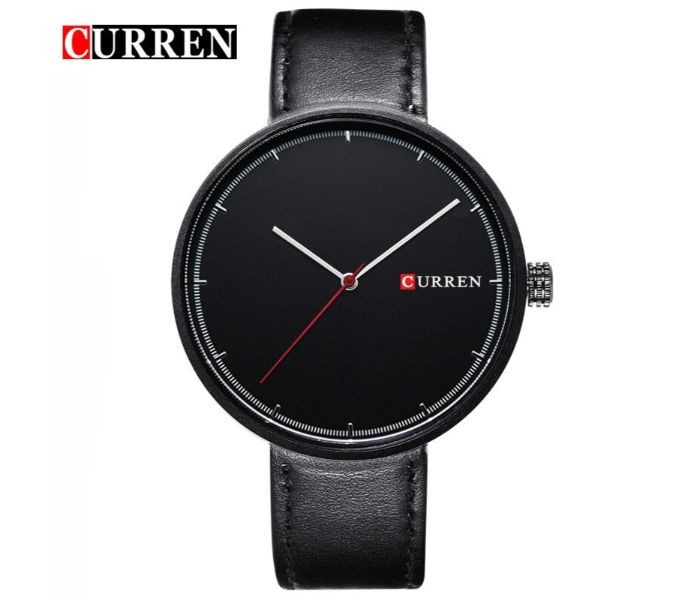 Curren 8223 Casual Big Dial Quartz Curren Watch For Men - Black