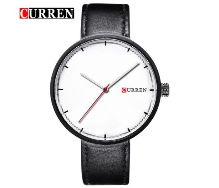 Curren 8223 Casual Big Dial Quartz Curren Watch For Men - White