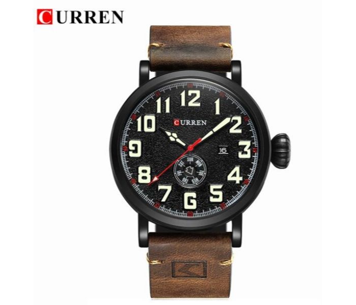 Curren 8232 Luxury Military Quartz Curren Watch For Men - Coffee And Black