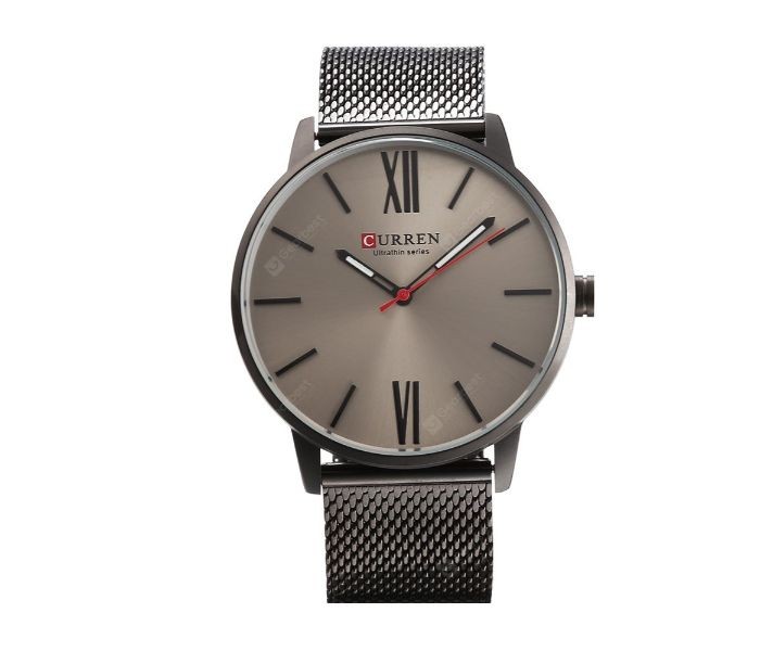 Curren 8238 Ultra Thin Dial Quartz Curren Watch For Men - Black and Grey