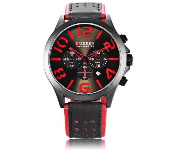 Curren 8244 Analog Quartz Curren Watch For Men - Black And Red