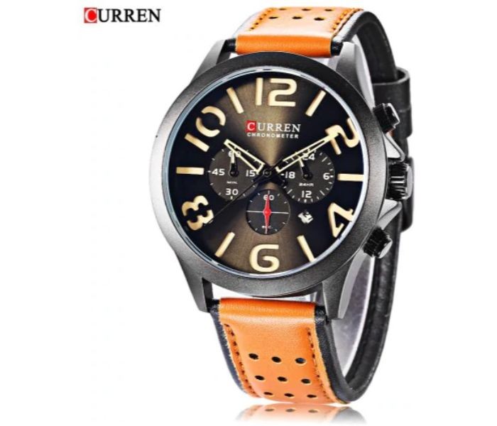 Curren 8244 Analog Quartz Curren Watch For Men - Yellow And Black