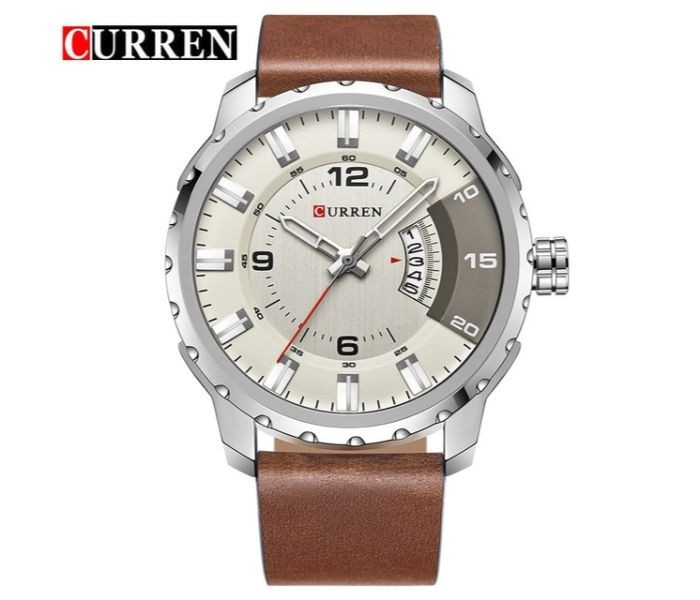 Curren 8245 Casual Quartz Curren Watch For Men - Brown and Off White