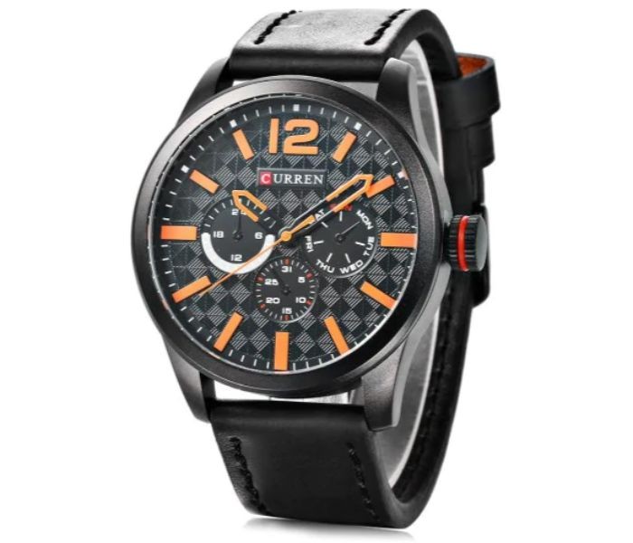 Curren 8247 Analog Quartz Curren Watch For Men - Orange And Black