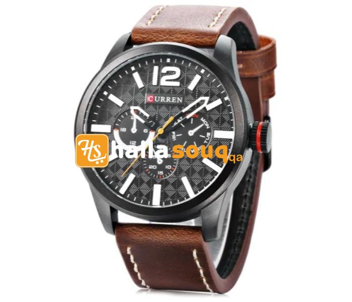 Curren 8247 Analog Quartz Curren Watch For Men - White And Brown