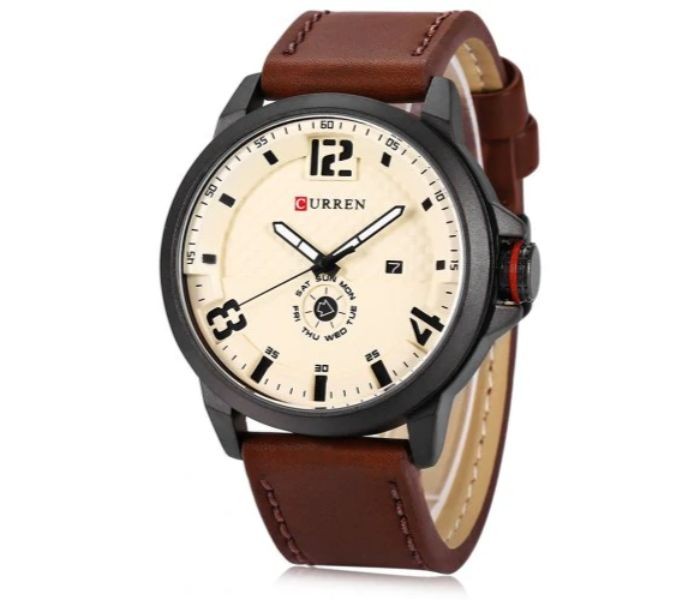 Curren 8253 Casual Quartz Curren Watch For Men - Beige And Brown