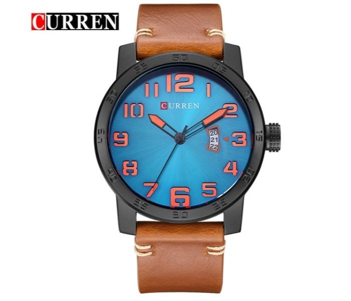 Curren 8254 Analog Quartz Curren Watch For Men - Brown and Blue