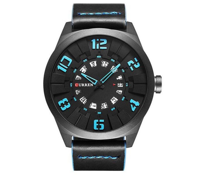 Curren 8258 Casual Quartz Curren Watch For Men - Black And Blue