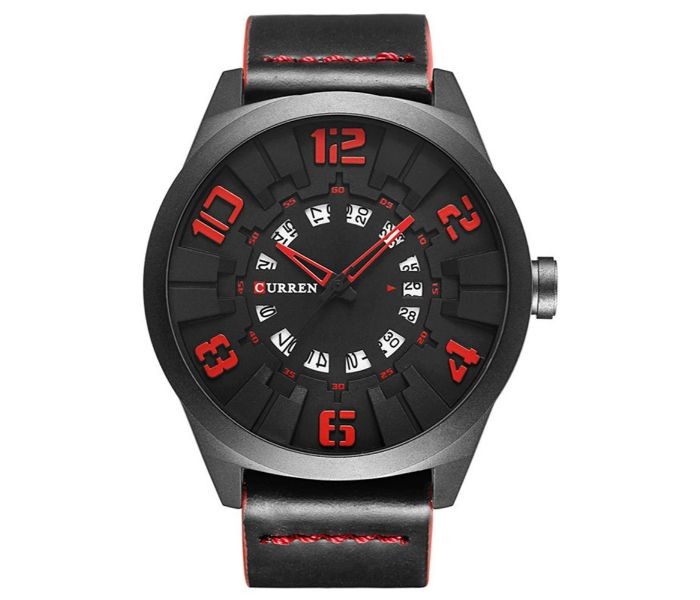 Curren 8258 Casual Quartz Curren Watch For Men - Black And Red