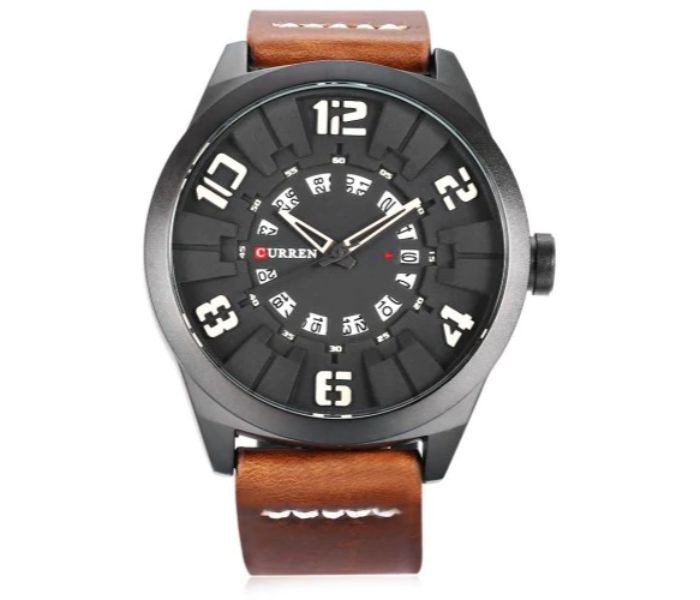 Curren 8258 Casual Quartz Curren Watch For Men - Coffee And Black