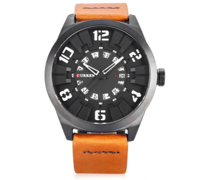 Curren 8258 Casual Quartz Curren Watch For Men - Orange And Black