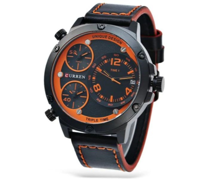 Curren 8262 Casual Quartz Curren Watch For Men - Orange And Black