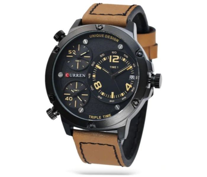 Curren 8262 Casual Quartz Curren Watch For Men - Yellow And Black