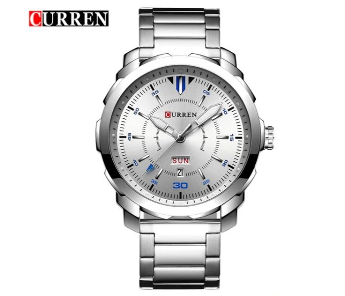 Curren 8266 Quartz Curren Watch For Men - White And Silver