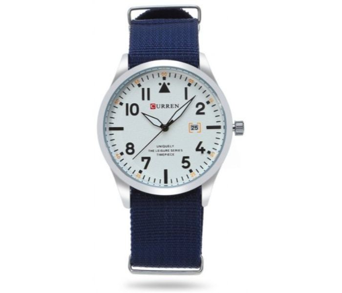 Curren 8268 Canvas Quartz Curren Watch For Men - Blue and White