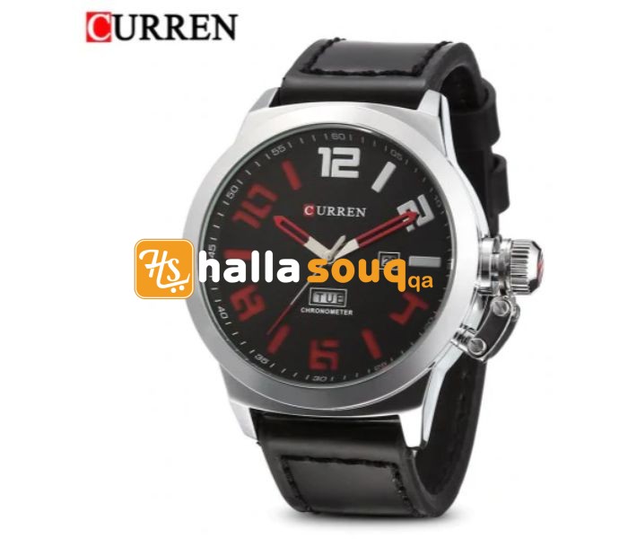 Curren 8270 Analog Quartz Curren Watch For Men - Black and Red