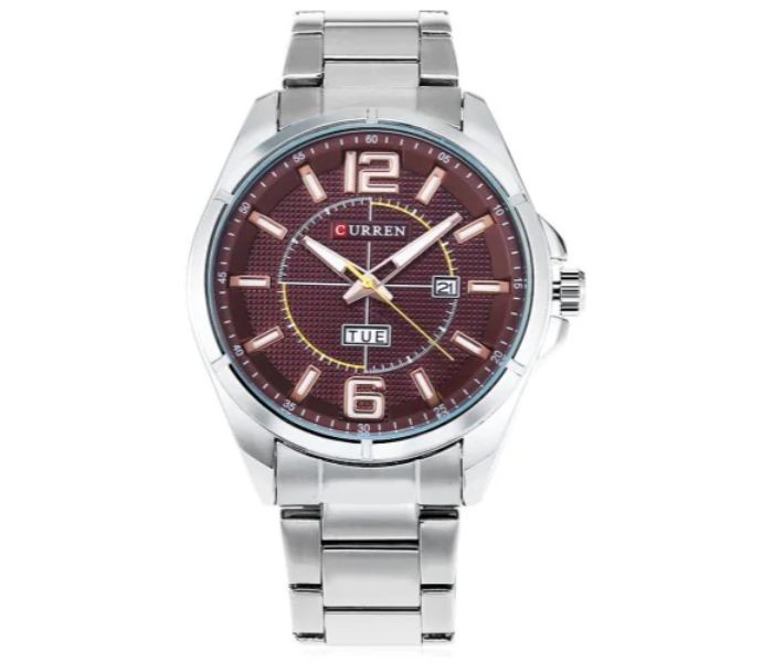 Curren 8271 Analog Quartz Curren Watch For Men - Silver and Brown