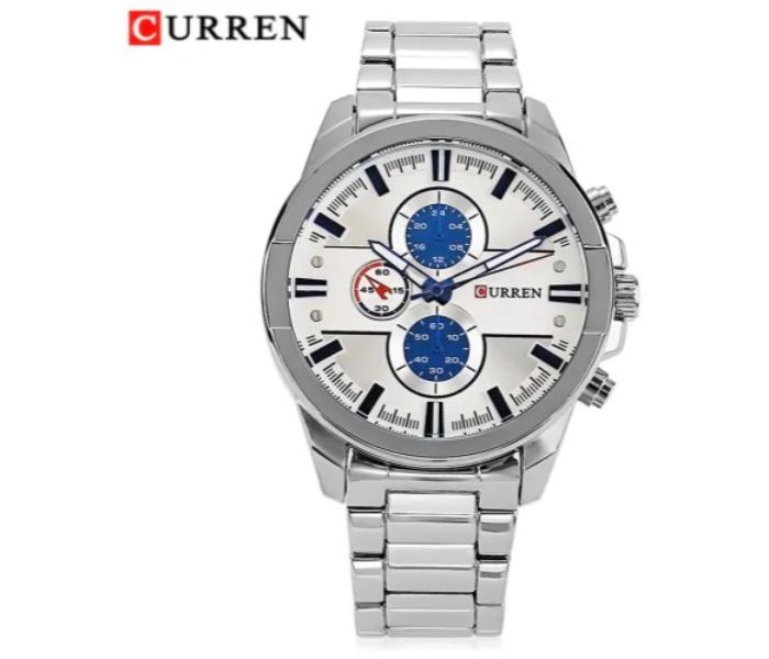 Curren 8274 Trendy Curren Watch For Men - Silver