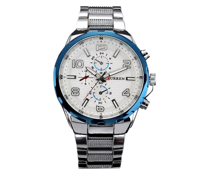 Curren 8276 Fashion Quartz Curren Watch For Men - Silver And White