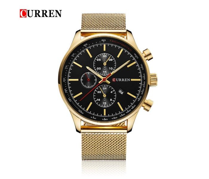 Curren 8277 Luxury Curren Watch For Men - Black and Gold