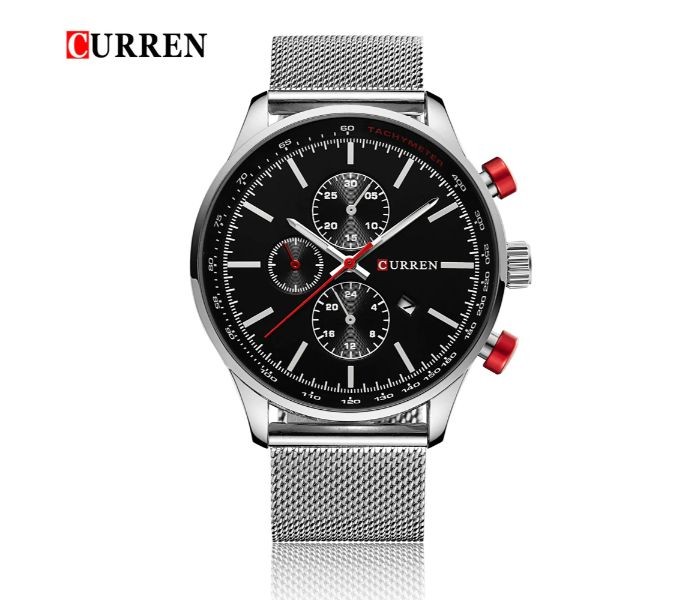 Curren 8277 Luxury Curren Watch For Men - Silver and Black