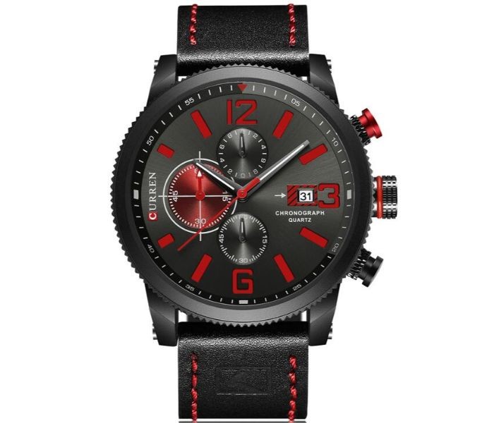 Curren 8281 Quartz Wristwatch For Men Black and Red