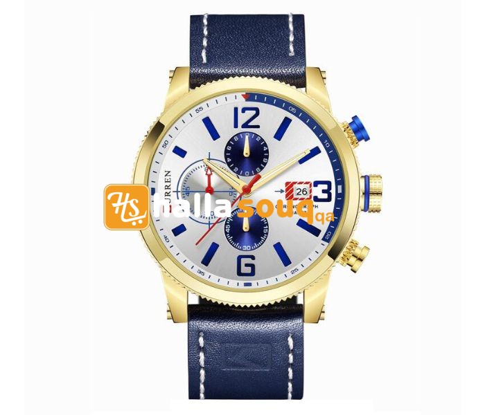 Curren 8281 Quartz Wristwatch For Men Blue and Silver