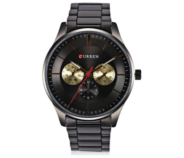 Curren 8282 Analog Quartz Curren Watch For Men - Black and Gold