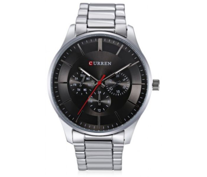 Curren 8282 Analog Quartz Curren Watch For Men - Silver and Black