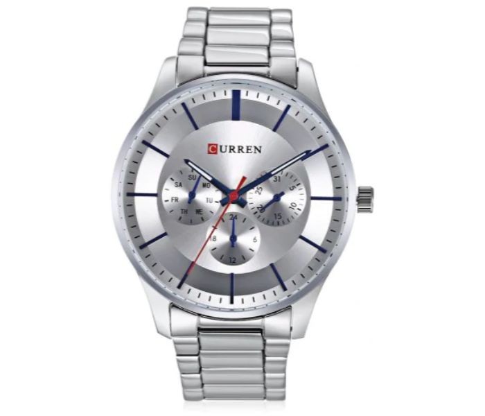 Curren 8282 Analog Quartz Curren Watch For Men - Silver