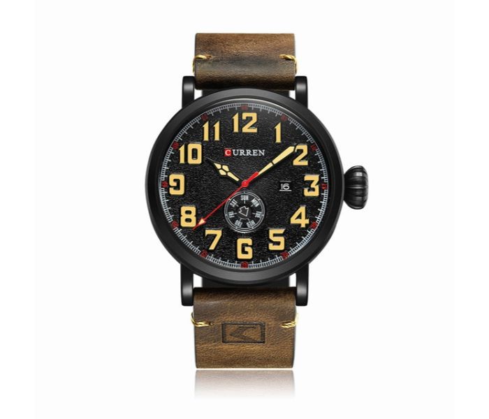 Curren 8283 Luxury Quartz Wristwatch For Men Brown and Gold