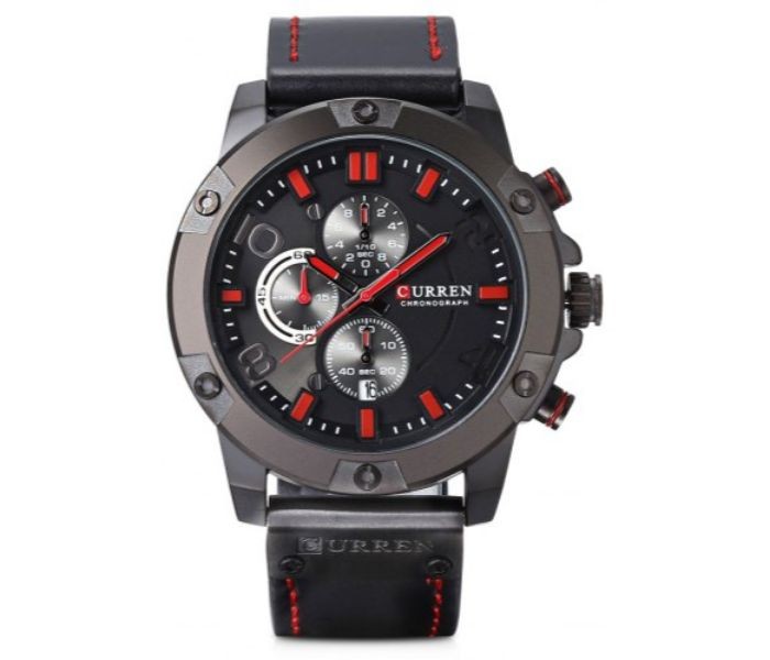 Curren 8285 Six Pin Sports Quartz Curren Watch For Men - Black and Red