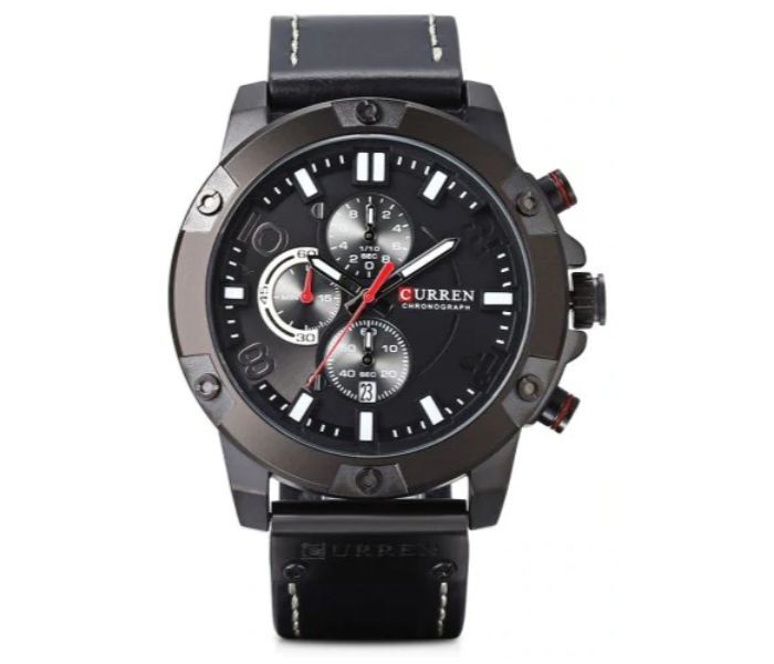 Curren 8285 Six Pin Sports Quartz Curren Watch For Men - Black