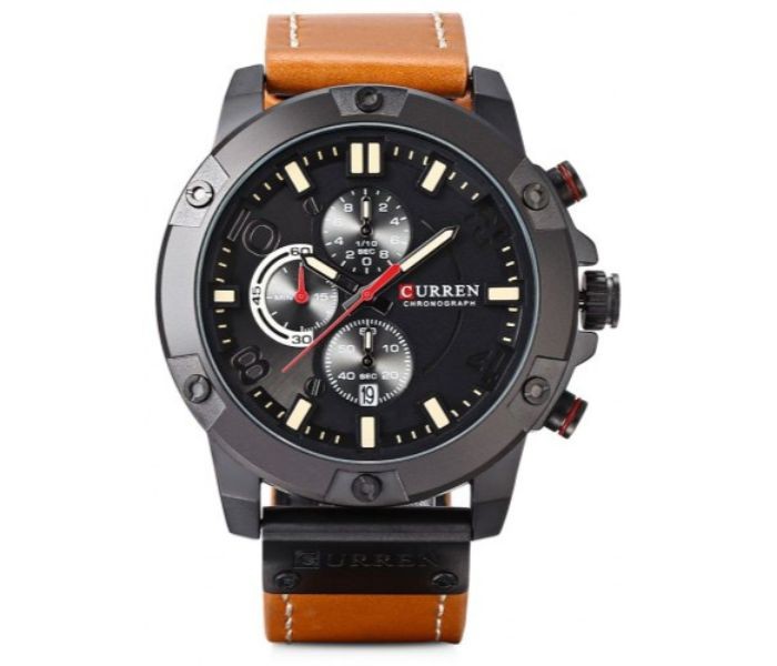 Curren 8285 Six Pin Sports Quartz Curren Watch For Men - Brown and Black