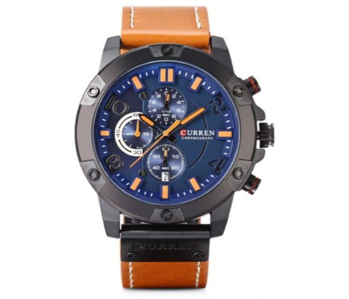 Curren 8285 Six Pin Sports Quartz Curren Watch For Men - Brown and Blue