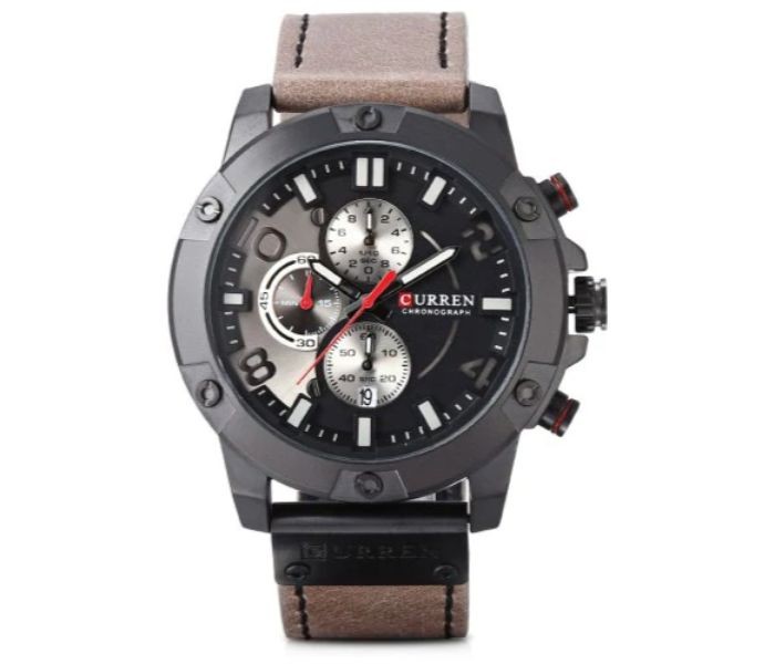 Curren 8285 Six Pin Sports Quartz Curren Watch For Men - Coffee and Black