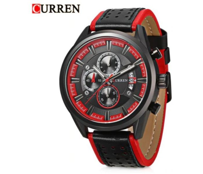 Curren 8290 Analog Quartz Curren Watch For Men - Black And Red