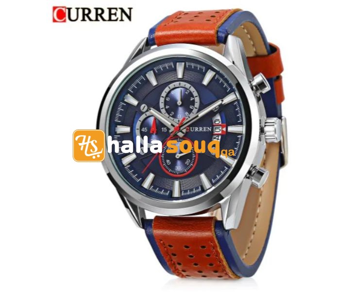 Curren 8290 Analog Quartz Curren Watch For Men - Blue And Silver