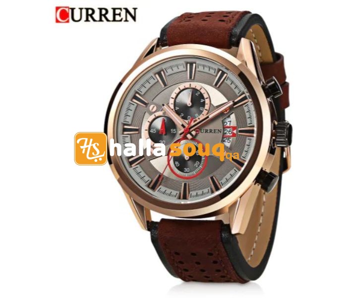 Curren 8290 Analog Quartz Curren Watch For Men - Brown And Gold