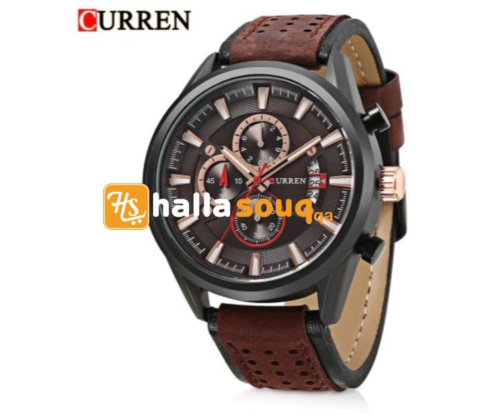 Curren 8290 Analog Quartz Curren Watch For Men - Coffee