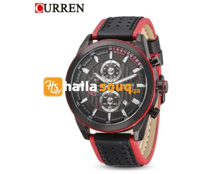 Curren 8292 Analog Quartz Curren Watch For Men - Black And Red