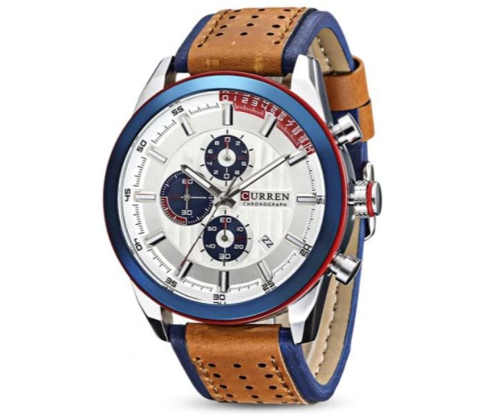 Curren 8292 Analog Quartz Curren Watch For Men - Brown And Blue