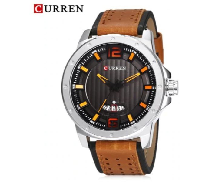 Curren 8293 Analog Quartz Curren Watch For Men - Black and Brown