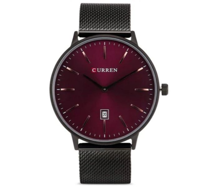 Curren 8302 Stainless Steel Analog Quartz Curren Watch For Men - Red And Black