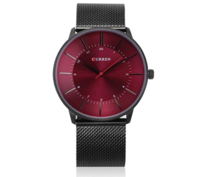 Curren 8303 Analog Quartz Curren Watch For Men - Black and Red Wine